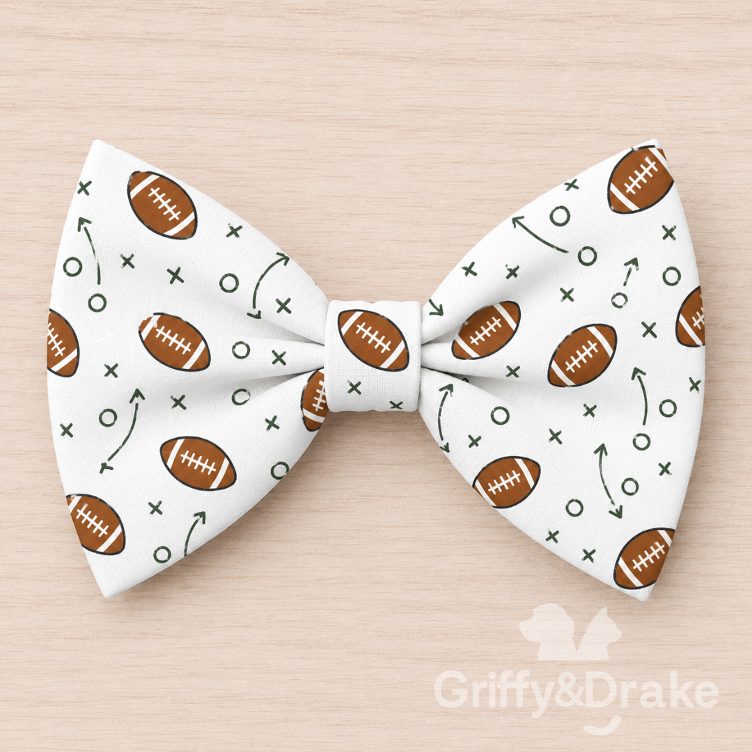End Zone Zoomies White Bow Tie