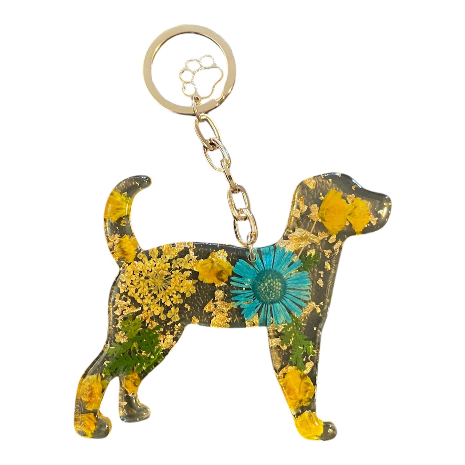 Clear Resin Dog Keychain